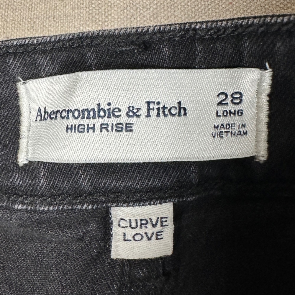 Abercrombie & Fitch Curve Love High Rise Straight Jeans Black 28 Long Women Tall - Picture 5 of 8